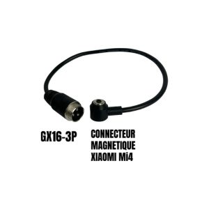 Adaptateur GX16-3 pins male vers connecteur magnetique Xiaomi Mi4 pour trottinette électrique