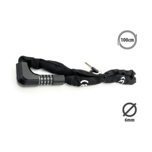 Antivol chaine Diam 6 Long 1M code + clés pour trottinette électrique