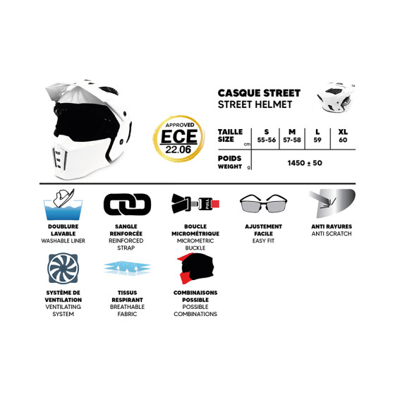 Casque street FRV Trooper (taille S à XL) pour trottinette électrique