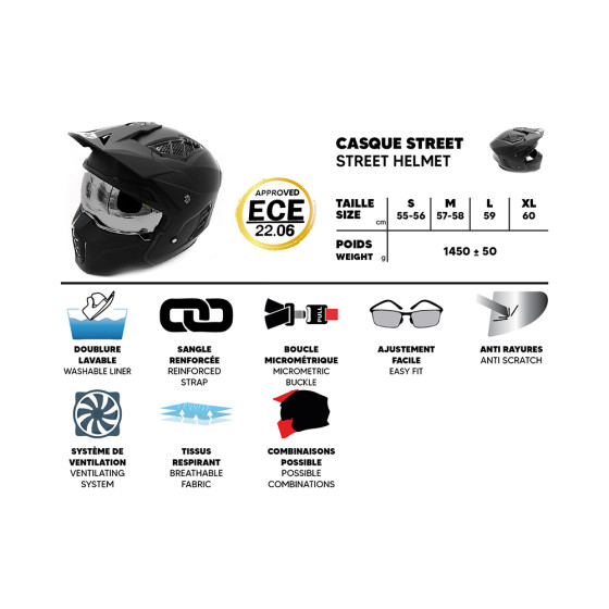 Casque Street FRV Panther (taille S à XL) pour trottinette électrique