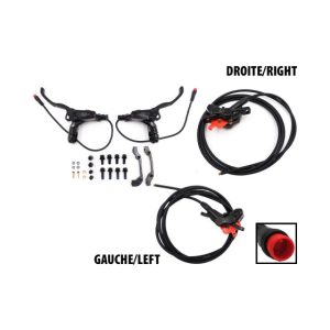 Kit freins hydrauliques 4 pistons FRV connecteur etanche (1x gauche + 1x droite) pour trottinette électrique