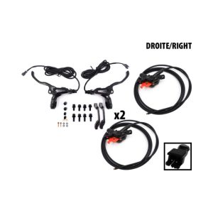 Kit freins hydrauliques 4 pistons FRV connecteur SM (2 etriers AR droite / AV gauche) pour trottinette électrique