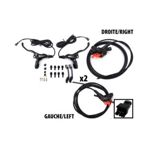 Kit freins hydrauliques 4 pistons FRV connecteur SM (1x AR gauche / AV droite + 1x AR droite /AV gauche) pour trottinette éle