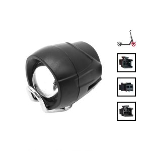 Lampe LED et klaxon avant noir pour trottinette électrique